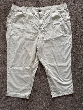 Sonoma Cream Elastic Waist Pull-On Pants